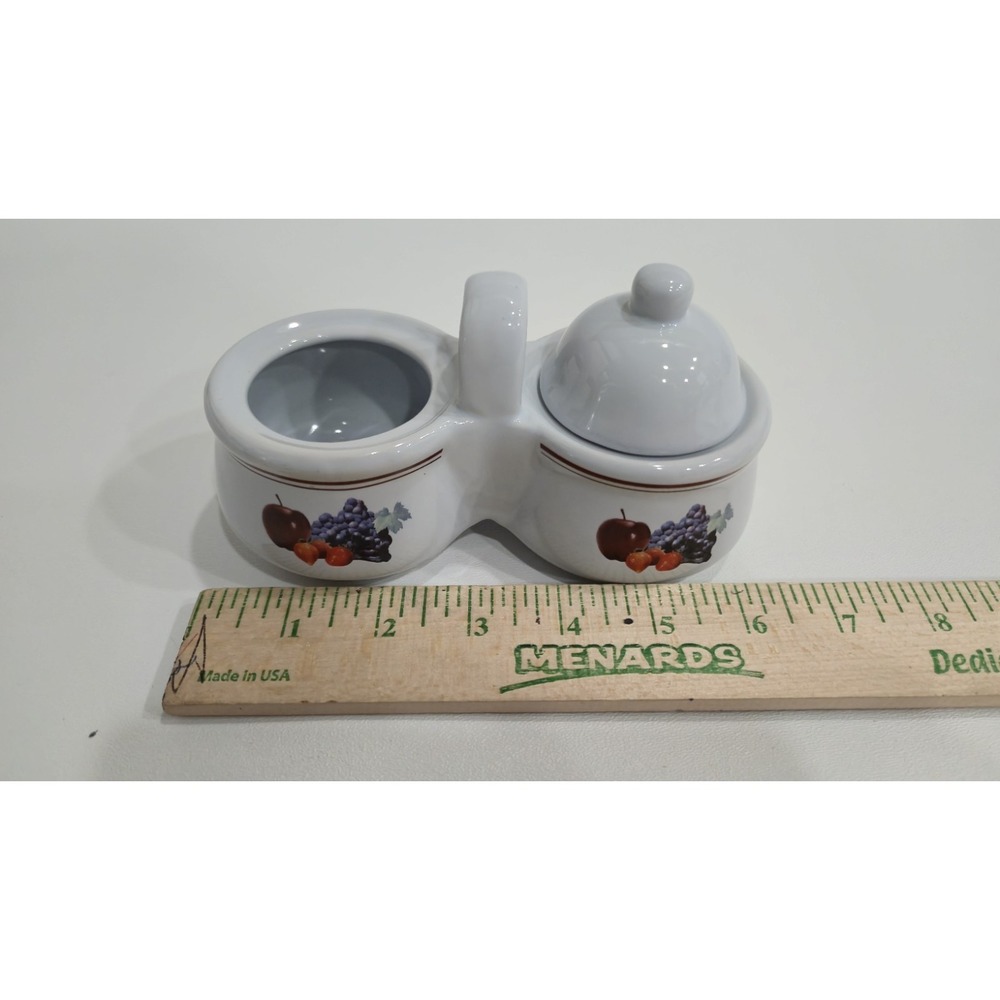 Vintage Houston Harvest Ceramic Double Condiment Set | Missing 1 Lid